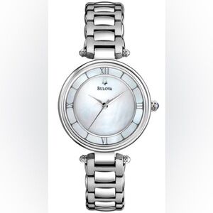 Bulova 96L185 Women's Dress Mother of Pearl Roman Numeral Stainless Steel Watch.